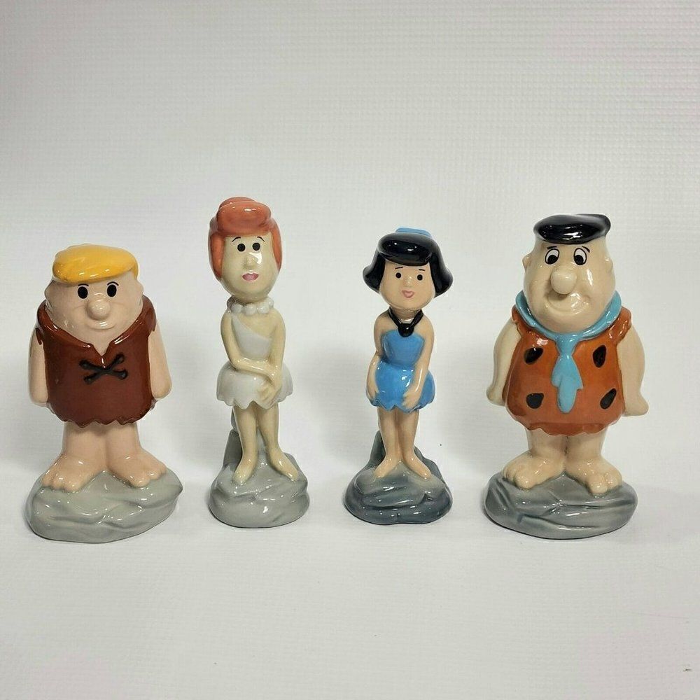 4 WADE 1996 Flintstones Figurines Set England‎ Rare Barney Wilma Betty Fred